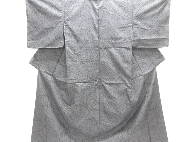 JAPANESE KIMONO / DORO OSHIMA TSUMUGI (5 maruki) / WOVEN ABSTRACT PATTERN 